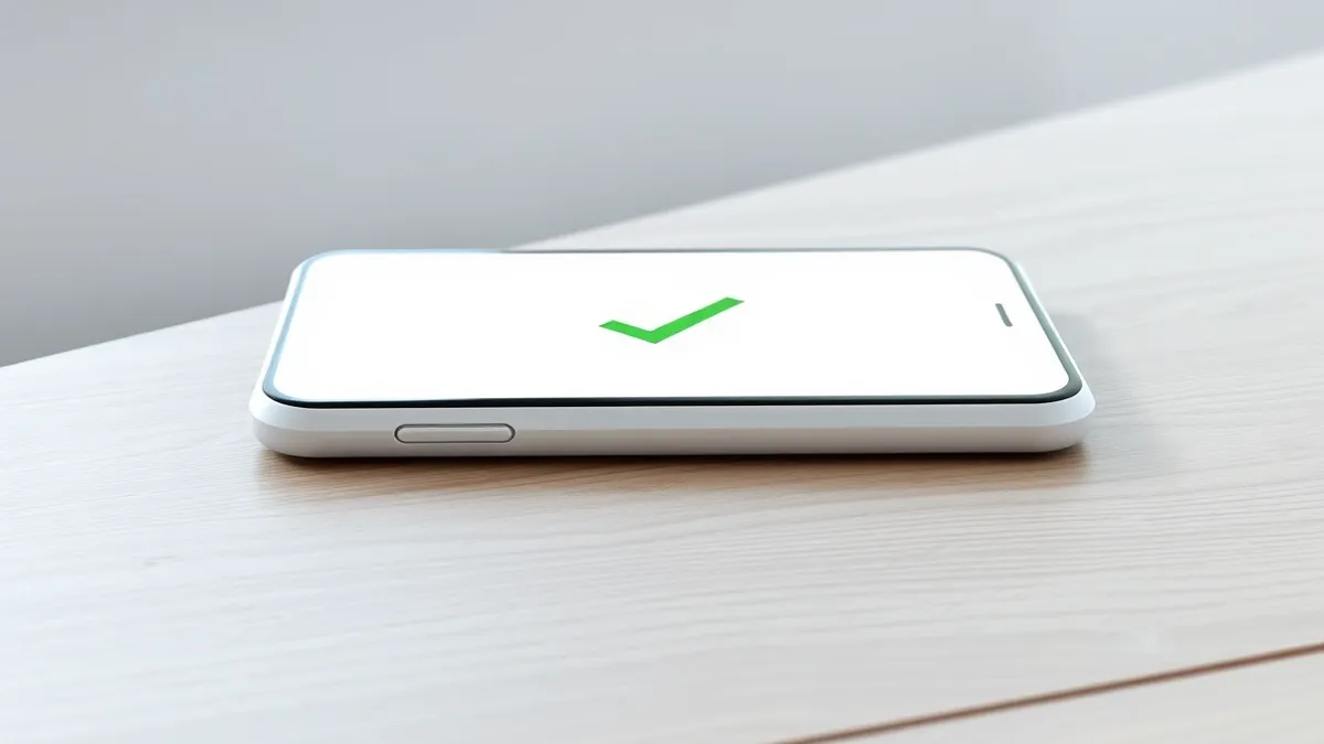 Illustration: A white smartphone rests on a wooden table.