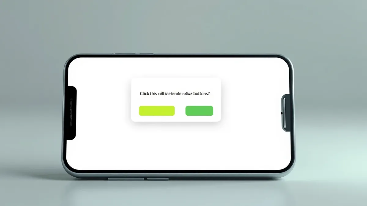 Illustration: A blank smartphone screen displays a generic webpage where a deceptive advertisement overlays the interface.
