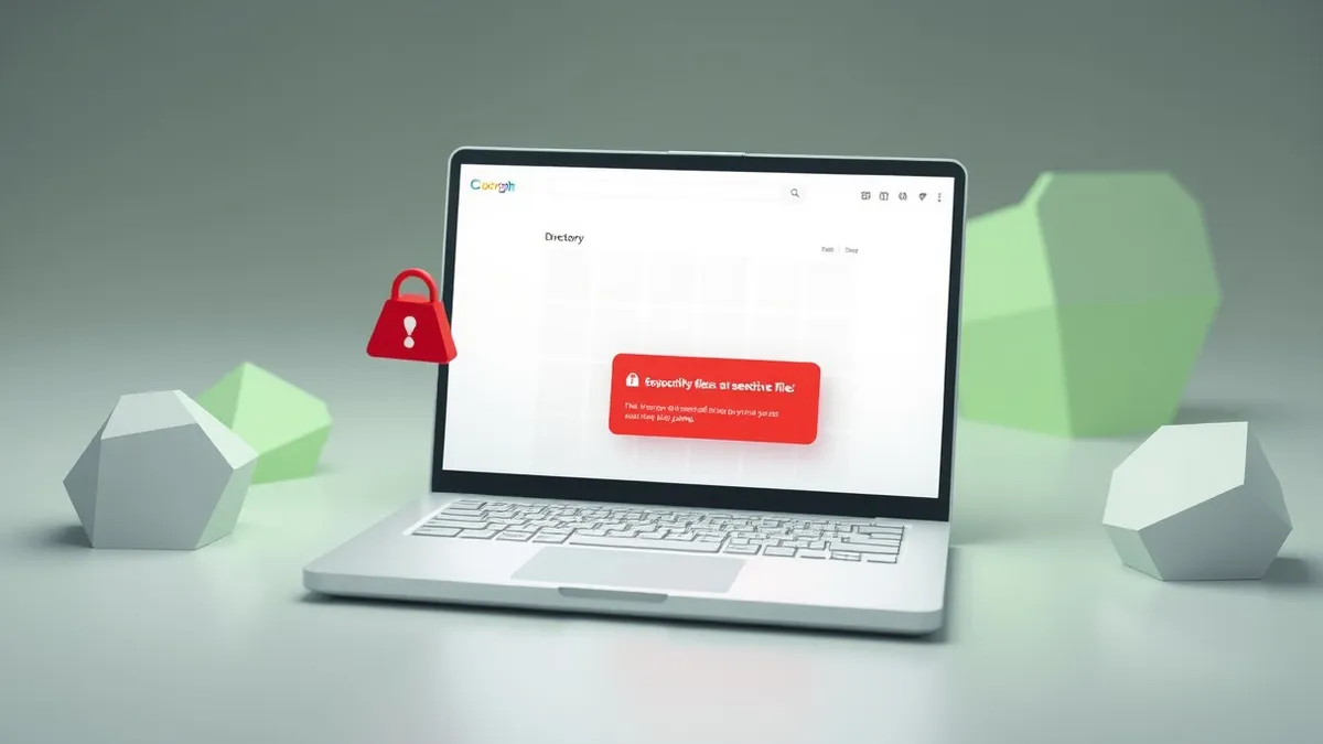 Illustration: An open laptop displays a blank web browser window with a simple grid layout, representing a directory listing site.
