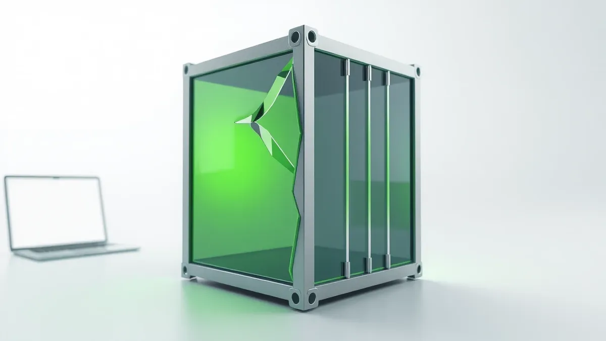 Illustration: A transparent glass cube sits inside a larger, solid steel box, representing isolated container environments.