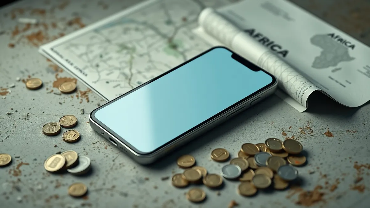 Illustration: A solitary smartphone rests on a dusty table, its screen displaying a blank map interface with a small car icon fading into invisibility.