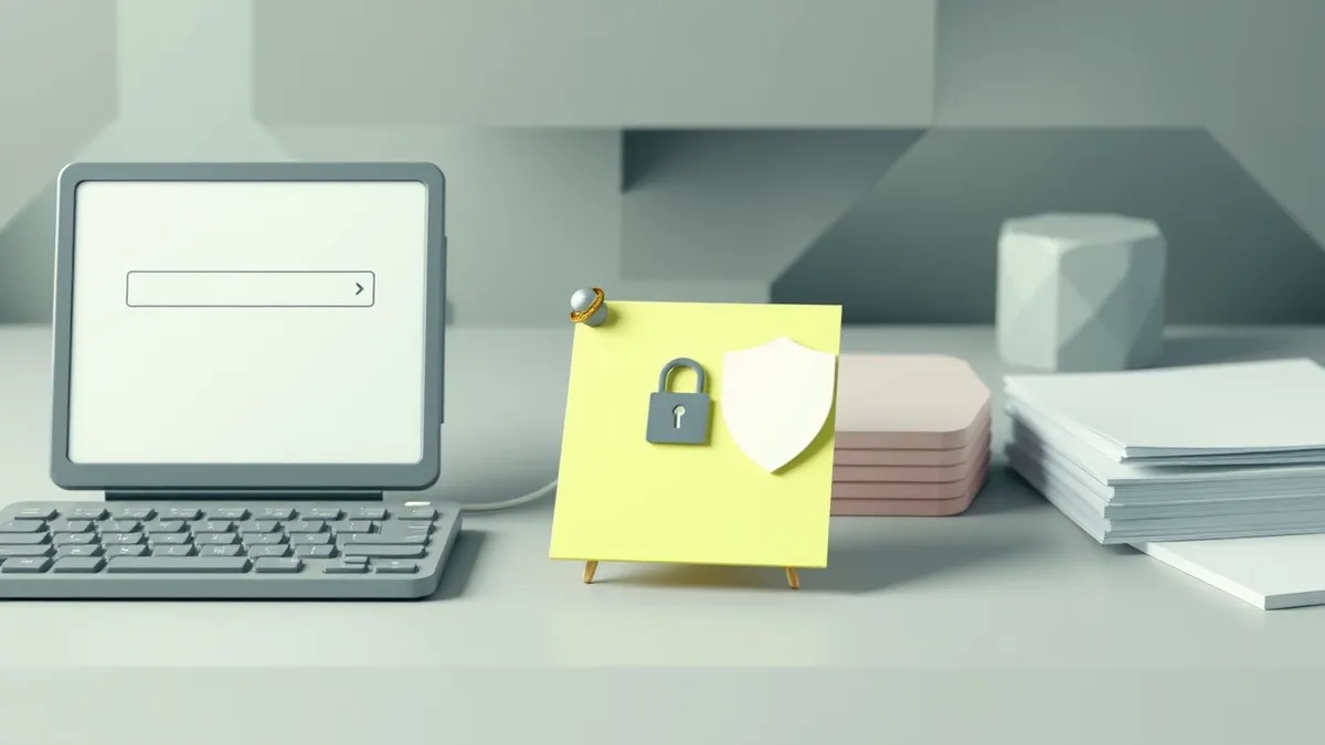 Illustration: A computer keyboard sits next to a stack of sticky notes.