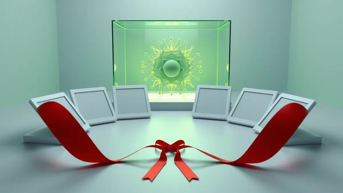 Illustration: A transparent glass box houses a glowing neural network core.