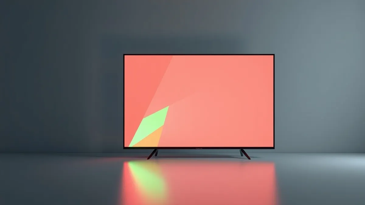Illustration: A sleek television with an impossibly thin black frame stands alone in a dim room.