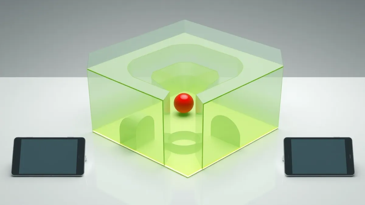 Illustration: A transparent glass maze sits on a clean white table.